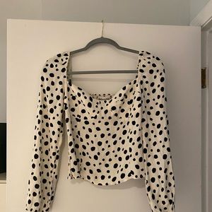 Reformation polka dot blouse